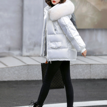 Womens Winter Short Puffy Coat with Hood