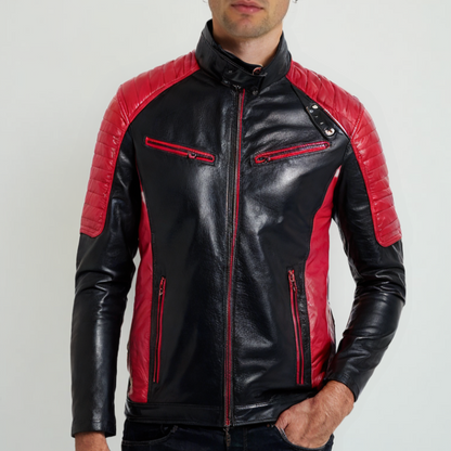 Mens Two Tones Biker Vegan Leather Jacket