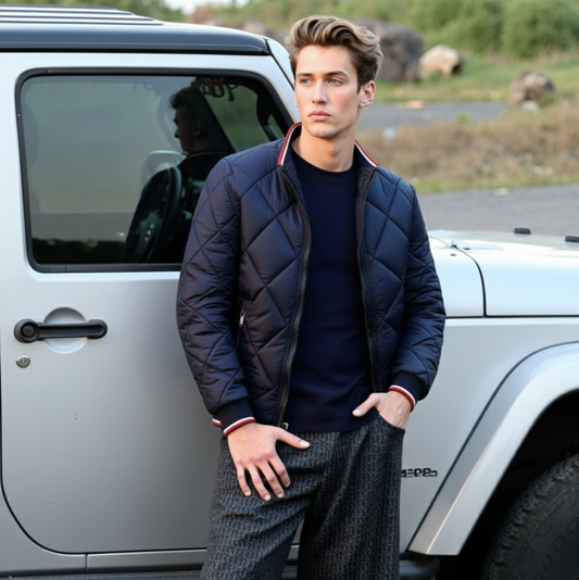Mens Quilted Bomber Jacket