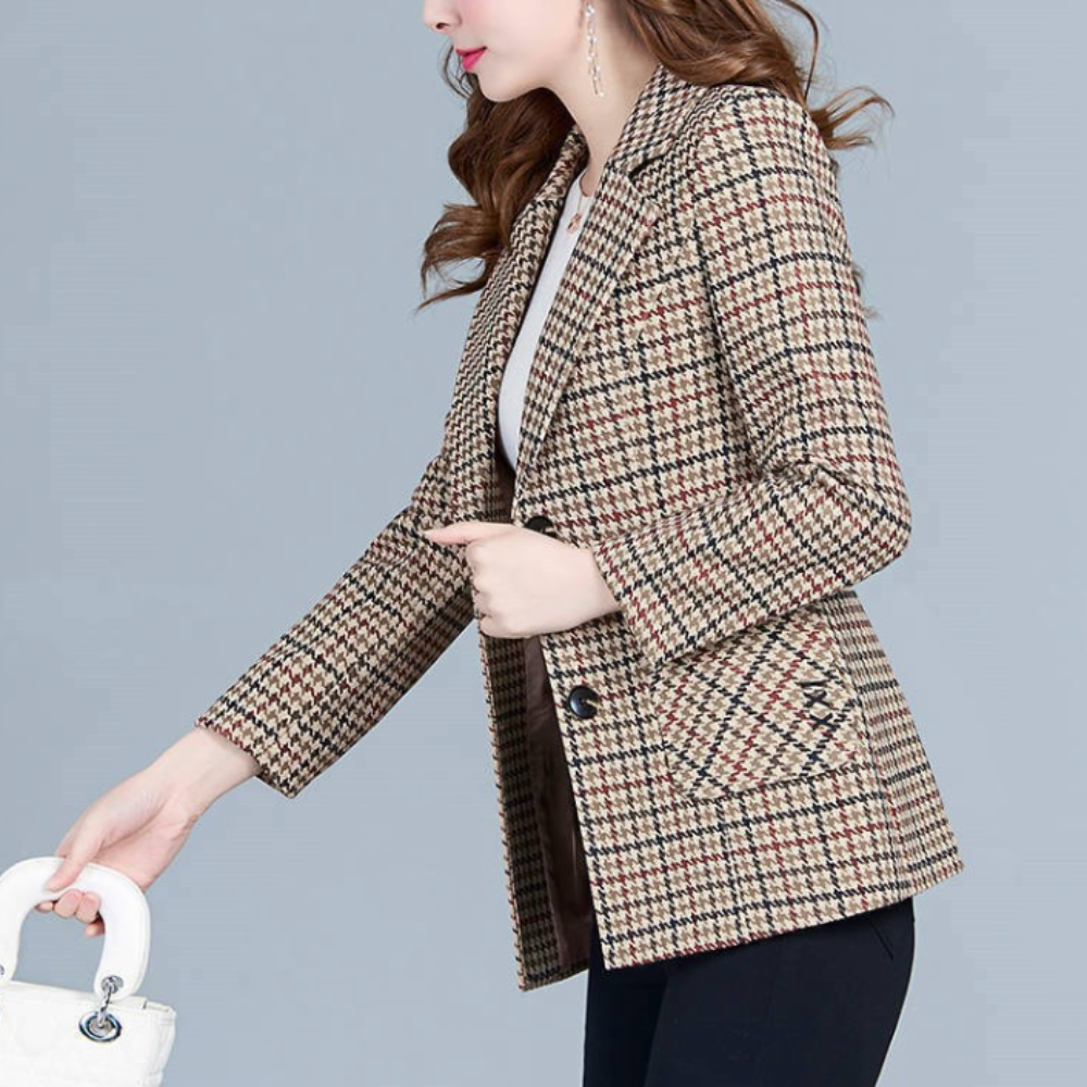 Womens Slim Fit Houndstooth Blazer