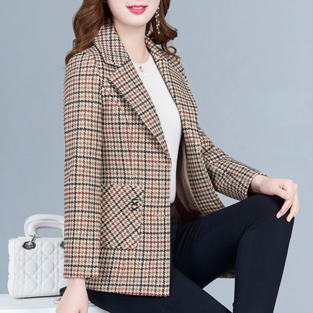 Womens Slim Fit Houndstooth Blazer