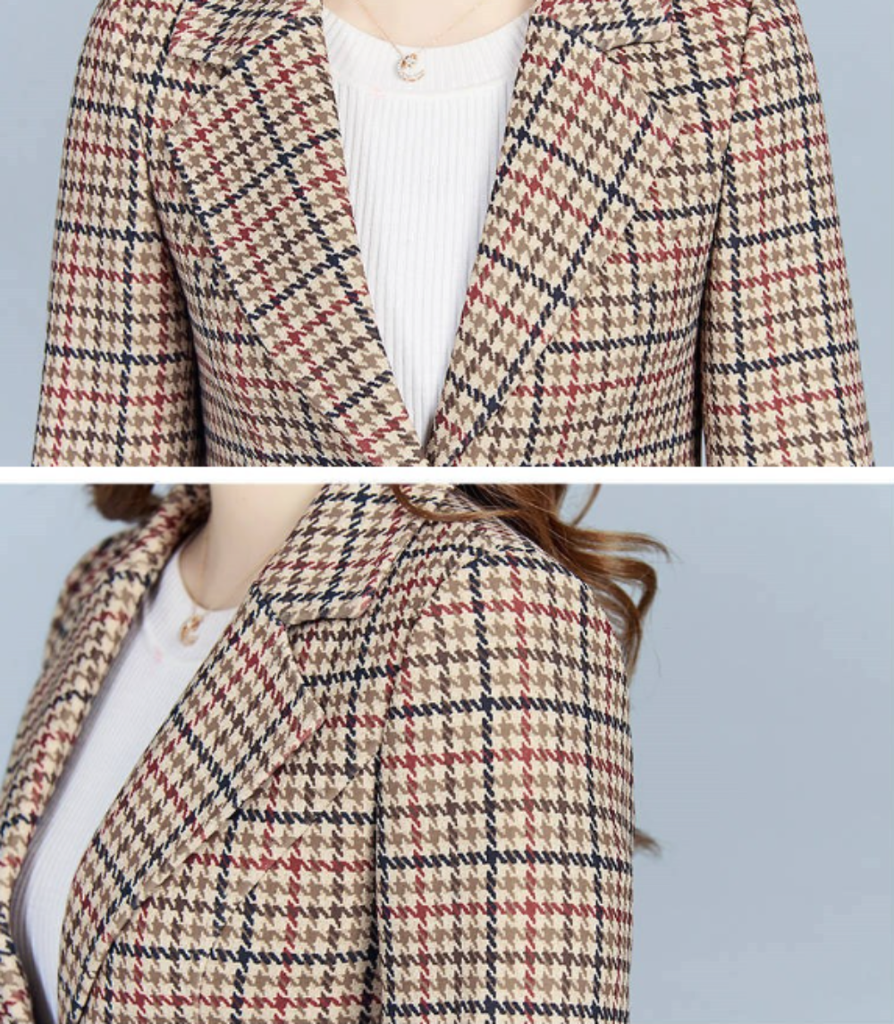 Womens Slim Fit Houndstooth Blazer