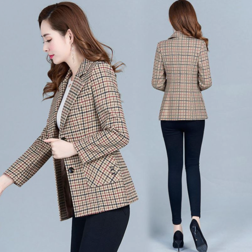 Womens Slim Fit Houndstooth Blazer