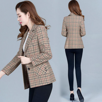 Womens Slim Fit Houndstooth Blazer