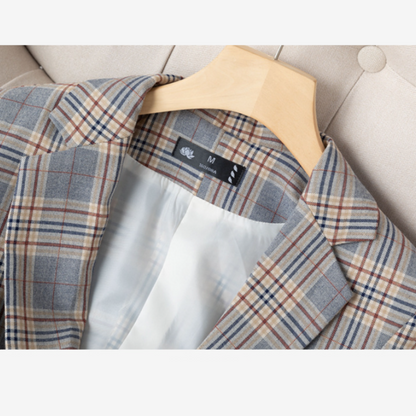 Womens Plaided Slim Fit Blazer