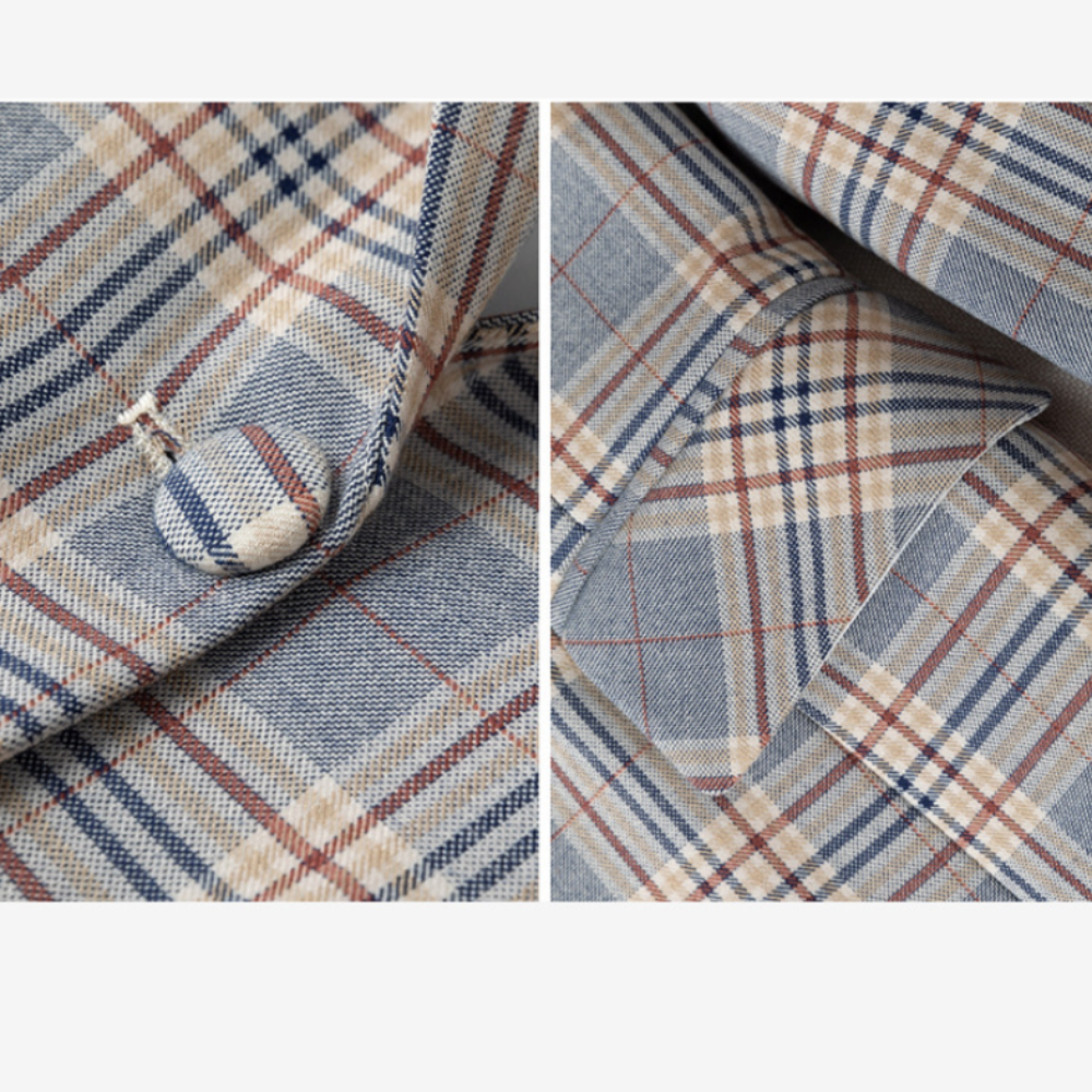 Womens Plaided Slim Fit Blazer