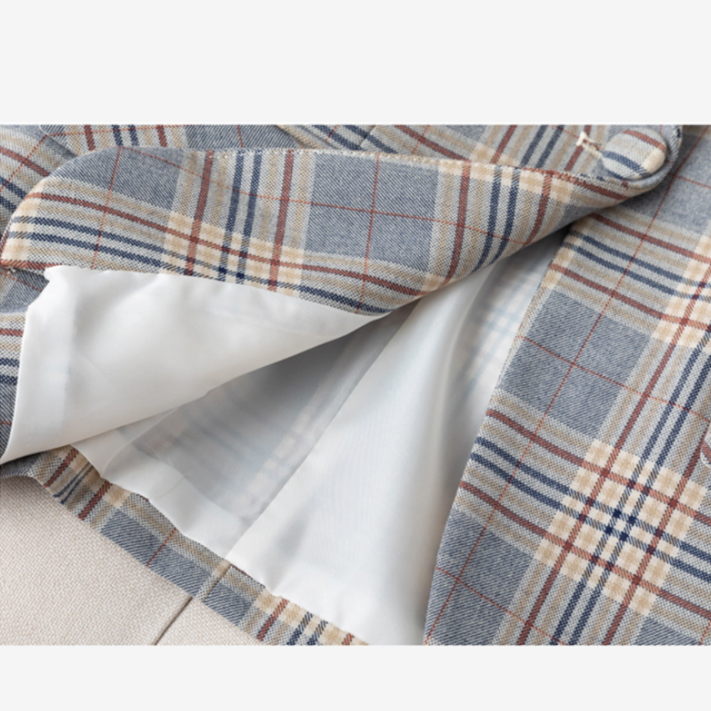 Womens Plaided Slim Fit Blazer