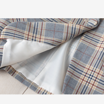 Womens Plaided Slim Fit Blazer