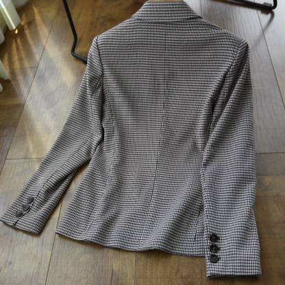 Womens Slim Fit Checkered Blazer