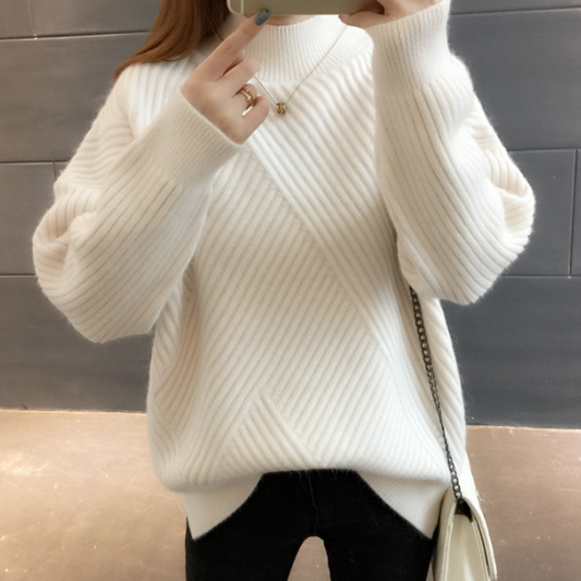 Womens High Collar Sweater with Button Details