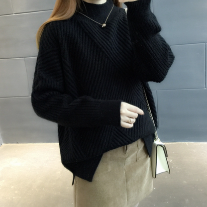 Womens High Collar Sweater with Button Details