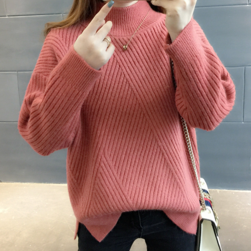 Womens High Collar Sweater with Button Details