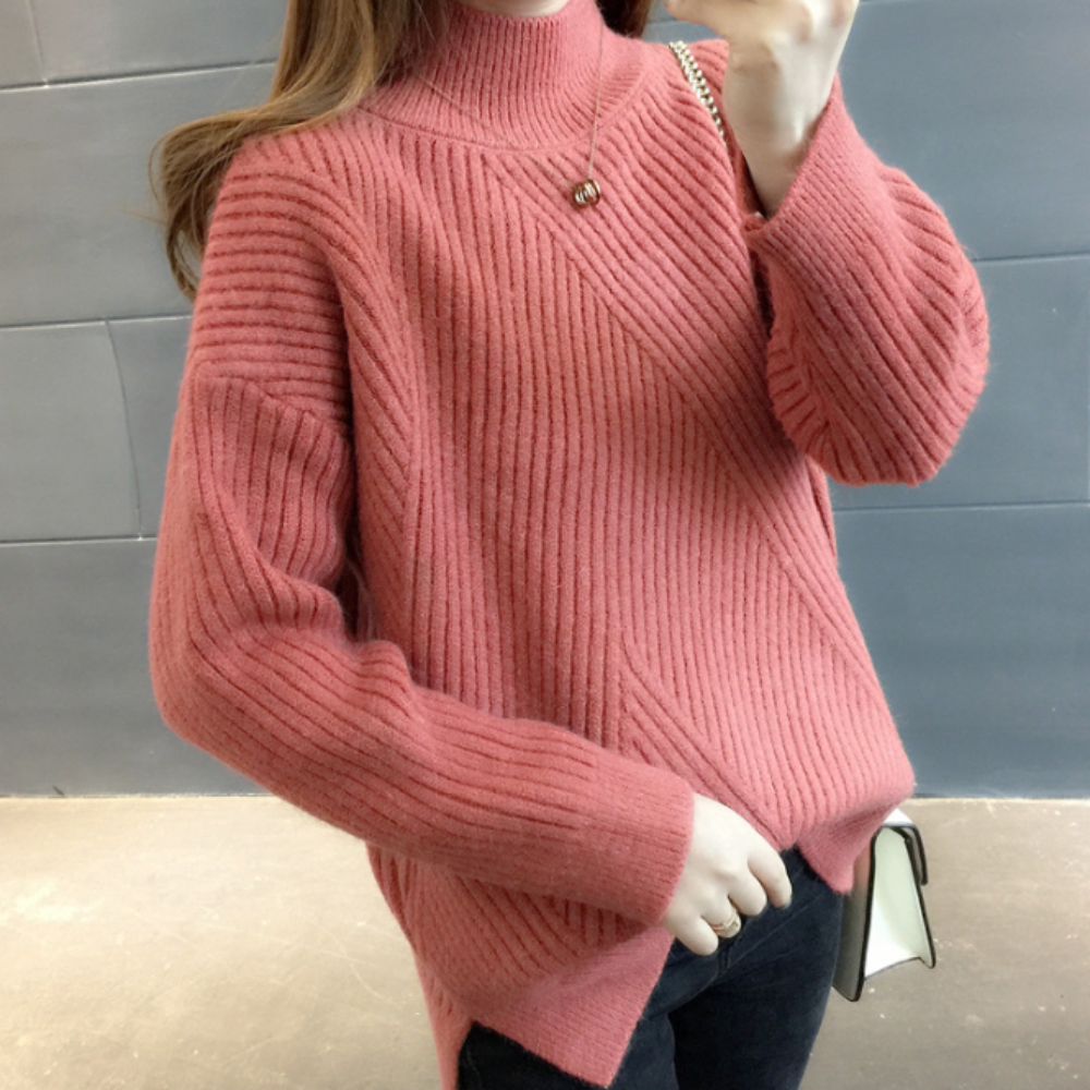 Womens High Collar Sweater with Button Details