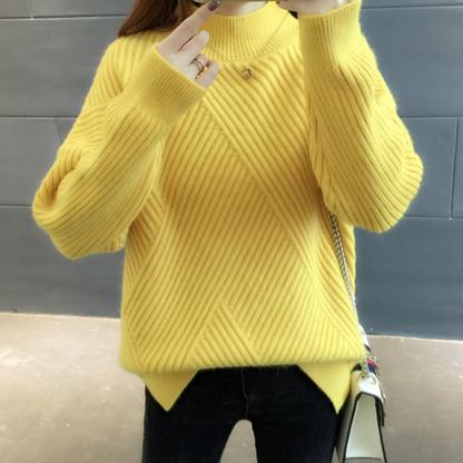 Womens High Collar Sweater with Button Details