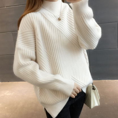 Womens High Collar Sweater with Button Details