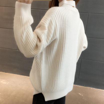 Womens High Collar Sweater with Button Details