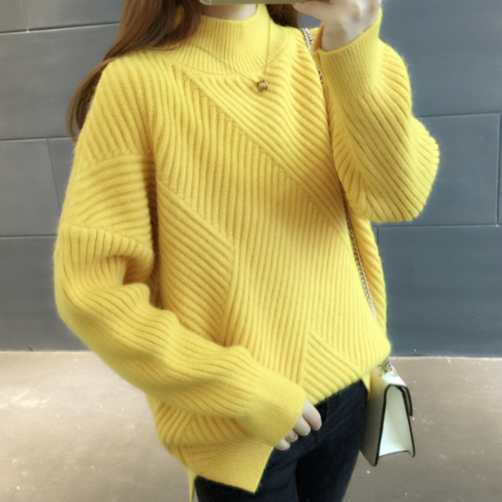 Womens High Collar Sweater with Button Details