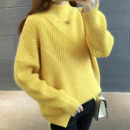 Womens High Collar Sweater with Button Details