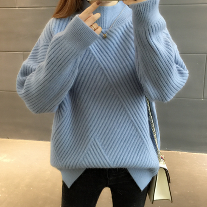 Womens High Collar Sweater with Button Details