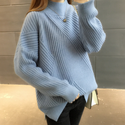 Womens High Collar Sweater with Button Details