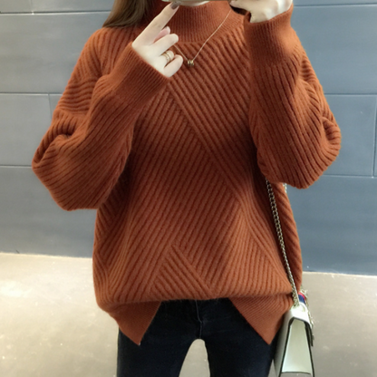 Womens High Collar Sweater with Button Details