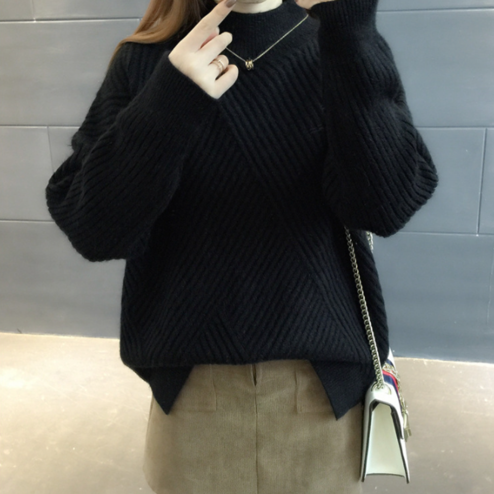 Womens High Collar Sweater with Button Details