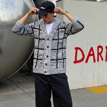 Mens Shawl Collar Gray Cardigan