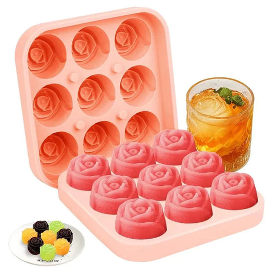 9 Grids Rose Shape Ice Mold
