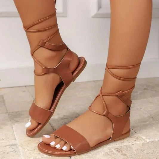 Women Summer Cross Strap Flat Sandals