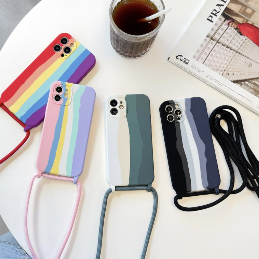 Colorful Protective Case for iPhone with Crossbody Strap