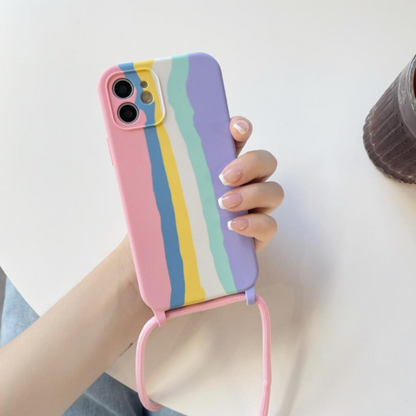 Colorful Protective Case for iPhone with Crossbody Strap