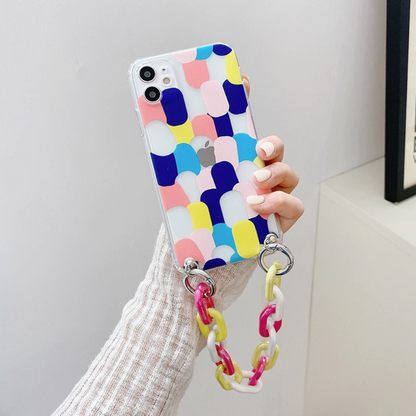 Colorful Phone Case With Bracelet Chain For iPhone