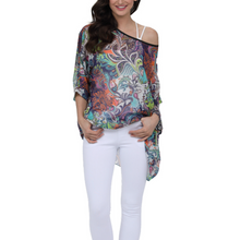 Load image into Gallery viewer, Womens Summer Floral Beach Tunic Top
