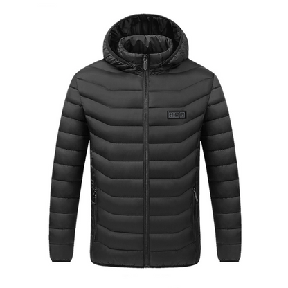 Windproof USB Heated Winter Jacket with Removable Hood