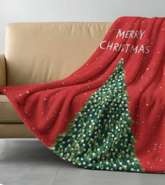 Christmas Tree Holiday Blanket Plush Throw