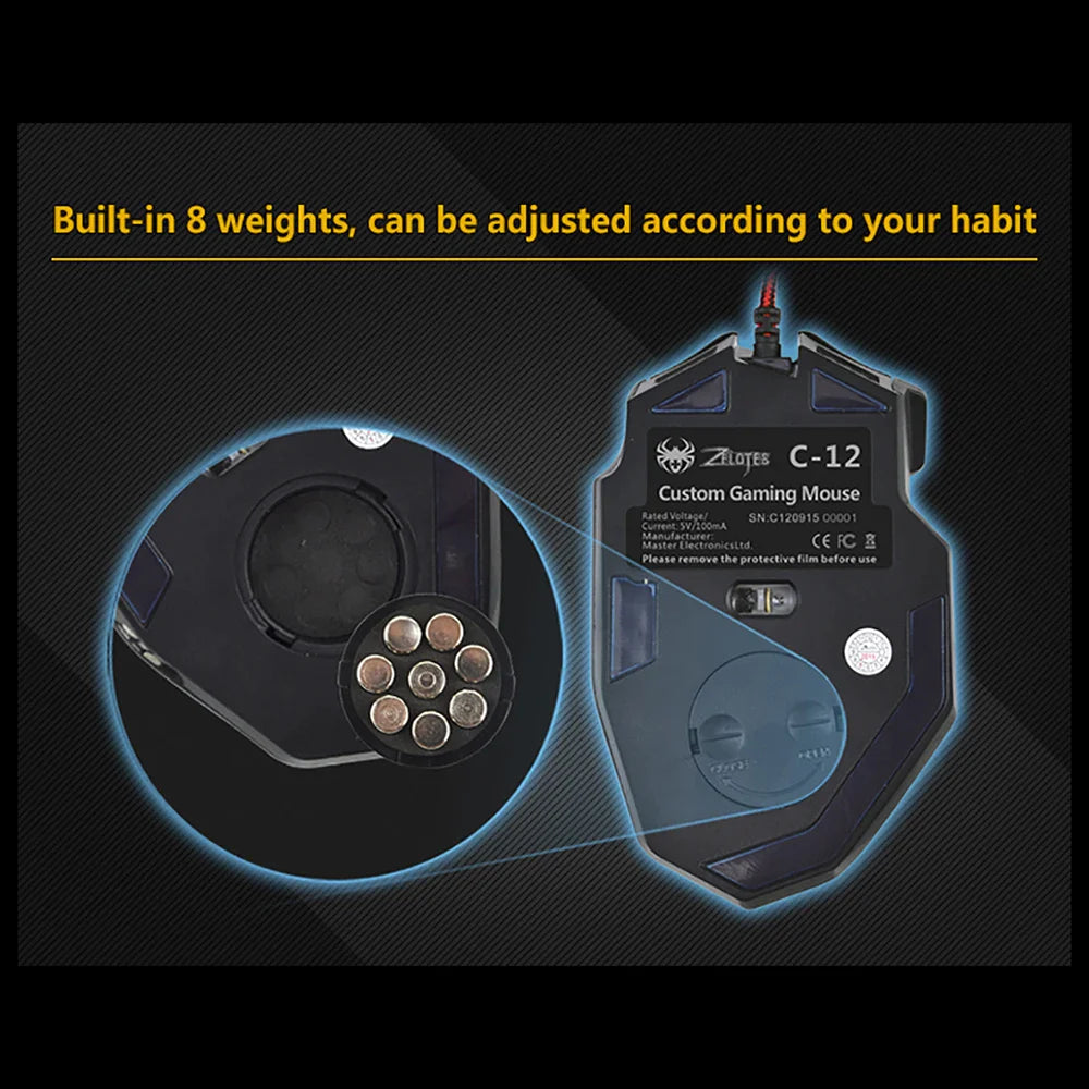 12 Buttons 4 Level DPI Gaming Mouse
