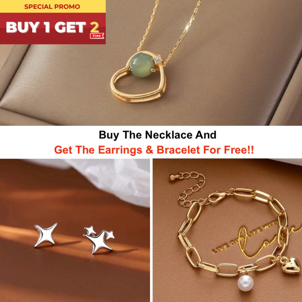 Golden Heart Theme Jade Necklace Buy 1 Get 2 Free