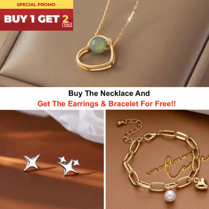Golden Heart Theme Jade Necklace Buy 1 Get 2 Free