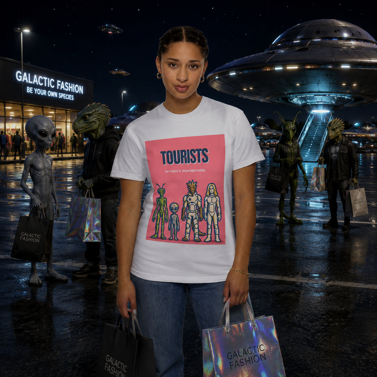 Tourists Alien T-Shirt — Retro Space Visitor Graphic Tee