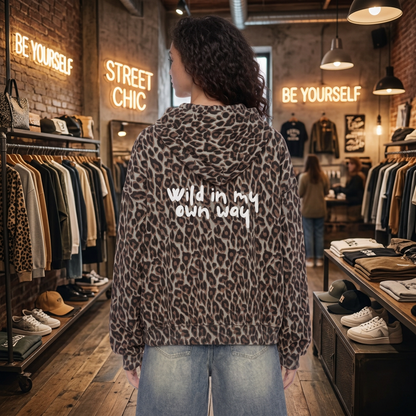 Wild in My Own Way Leopard Full Zip Hoodie