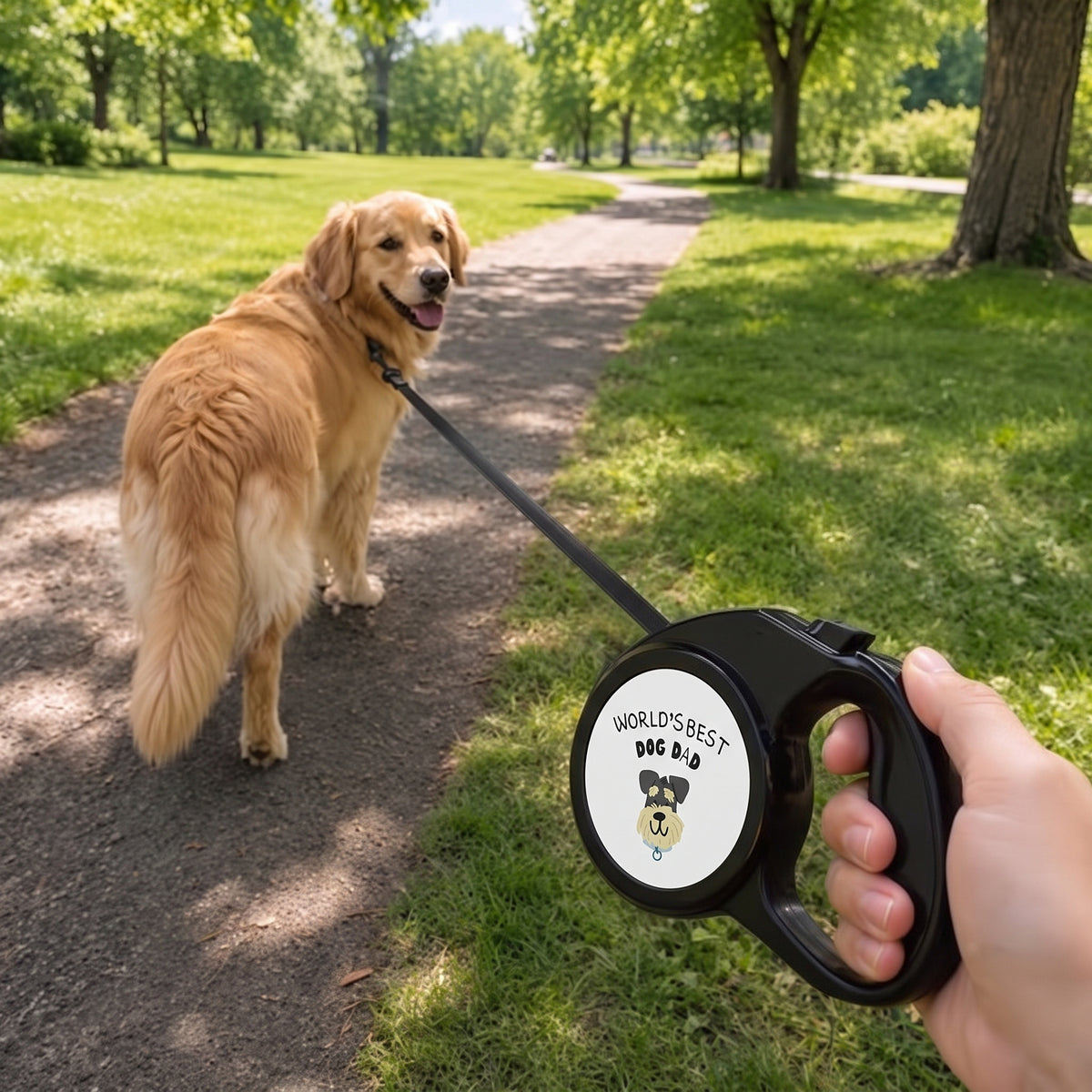 World's Best Dog Dad Schnauzer Retractable Leash