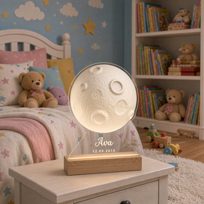 Personalized Forever Moon Night Light -  Custom Name LED Bedroom Lamp