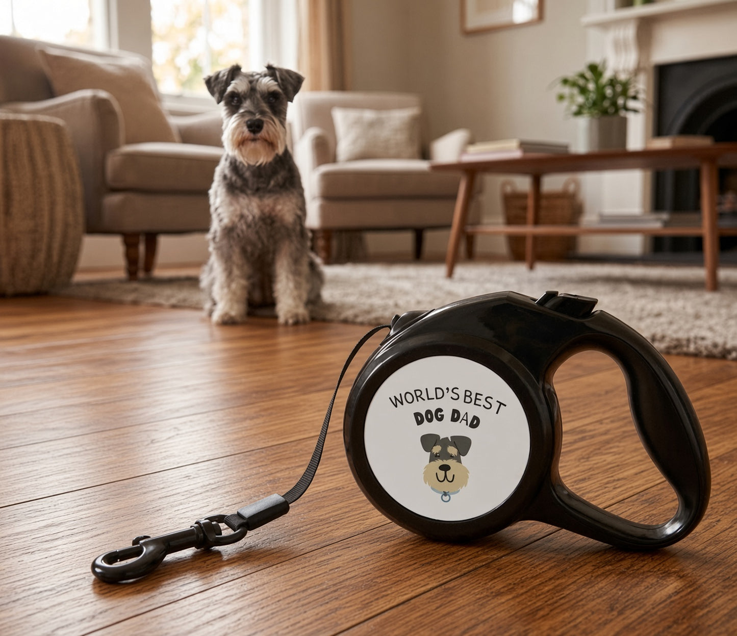 World's Best Dog Dad Schnauzer Retractable Leash
