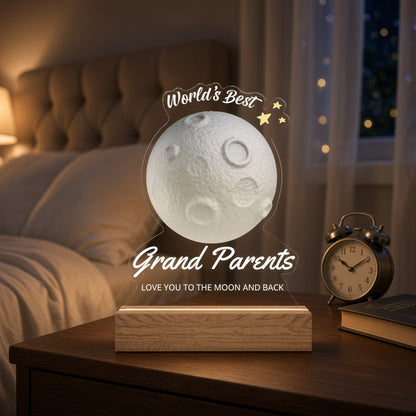 Custom Heart Night Light – "World's Best Grandparents" LED Acrylic Gift