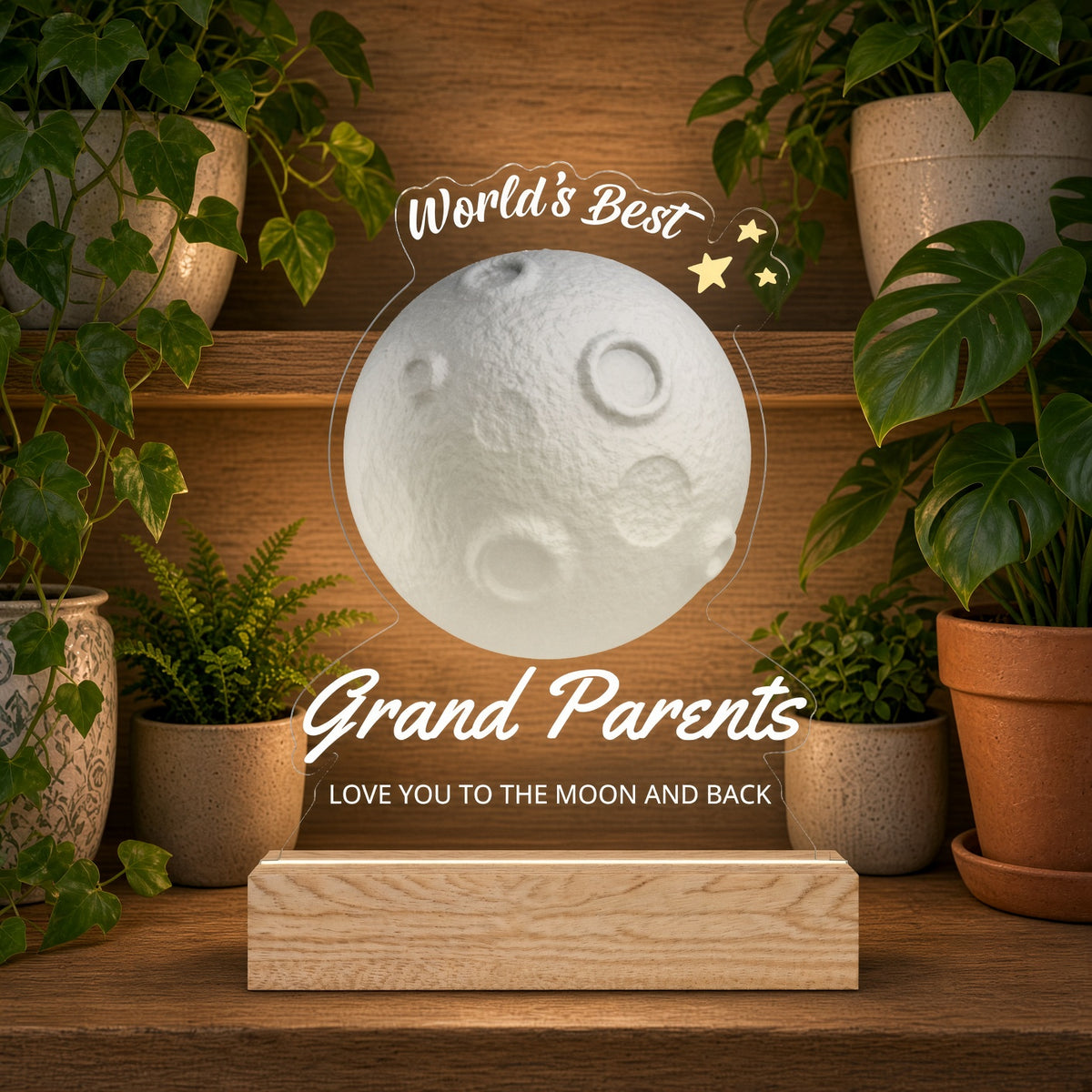 Custom Heart Night Light – "World's Best Grandparents" LED Acrylic Gift