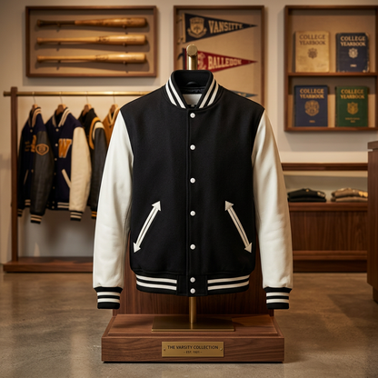 Gridiron Grit Football Theme Two-Tone Fleeced Varsity Jacket