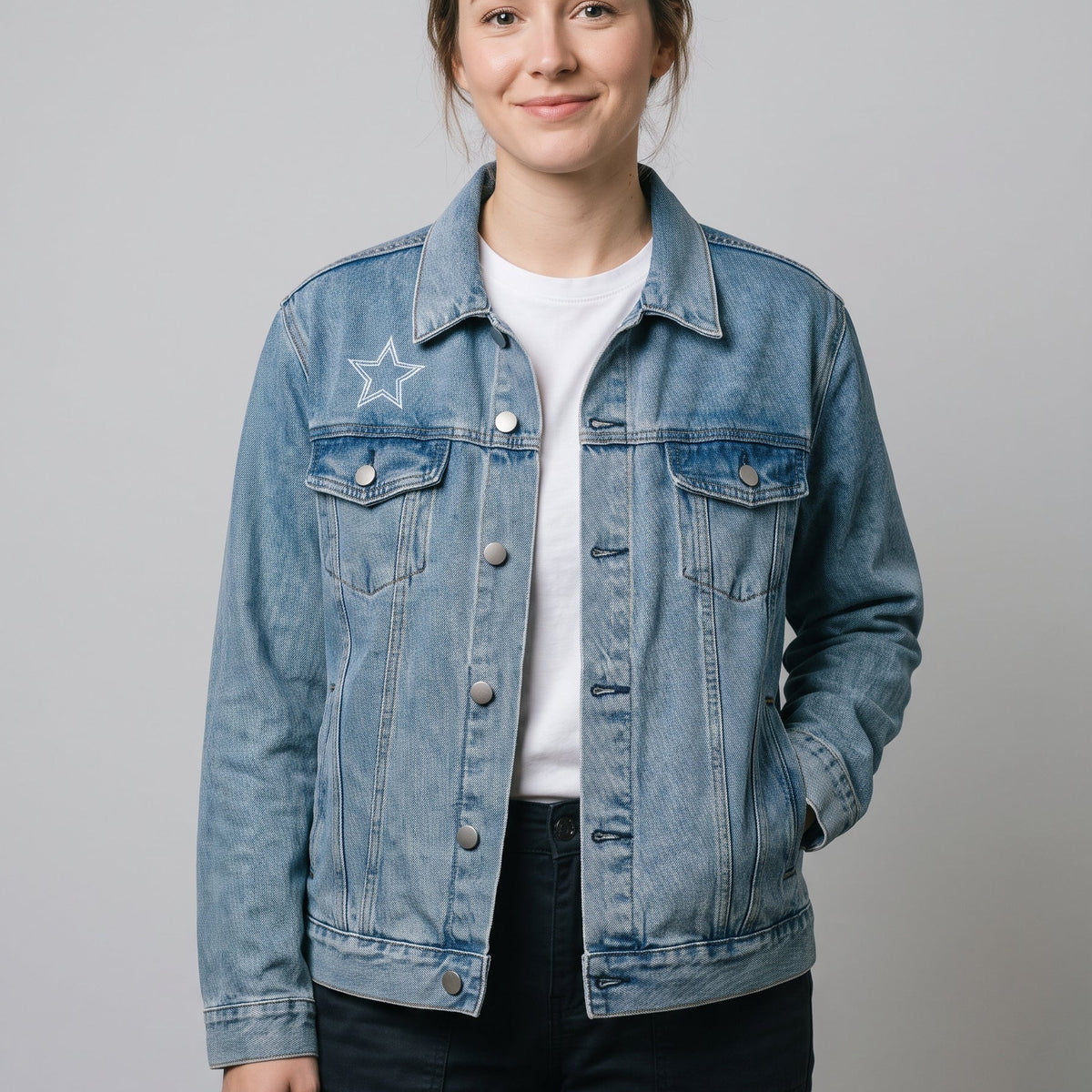 Cute Meowica Vintage Wash Unisex Denim Jacket
