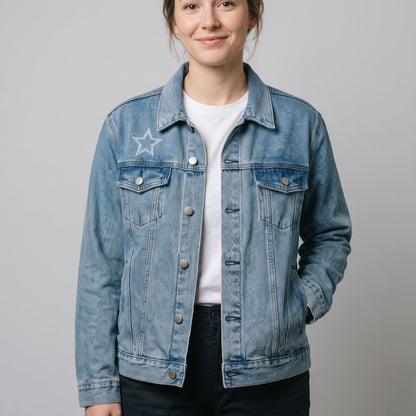 Cute Meowica Vintage Wash Unisex Denim Jacket