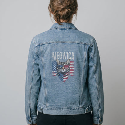 Cute Meowica Vintage Wash Unisex Denim Jacket