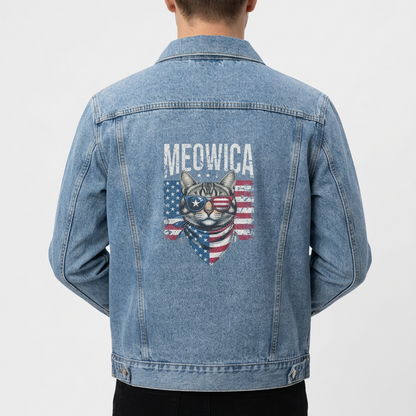 Cute Meowica Vintage Wash Unisex Denim Jacket